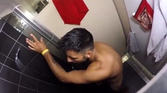 Str8 Spy Guy In Hostel Shower Jerk Part 2