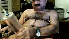 Dad Pumps Cock And Cum
