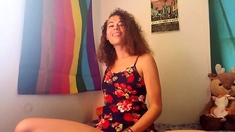 Shemale tranny enjoying solo masturbation