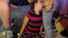 Amateur Horny Girl Suck Two Dicks