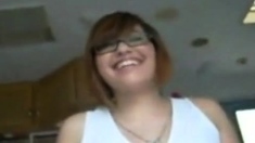 Chubby Girl With Glasses Handjob And Blowjob