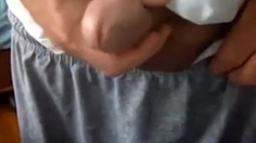 old man jerking his big dick