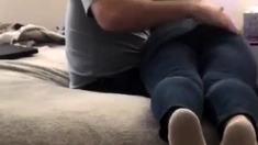 otk wooden spoon spanking over jeans