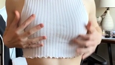 Lewd Amateur Brunette Teen Meg Davis Webcam Masturbation