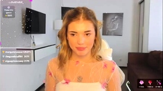 Tiny blonde teen porks her pussy with toys