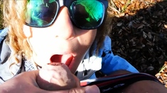 German Blonde Teen's Forest Blowjob