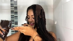 JasminModel - A Lot Chocolate On My Body And Hair, Very
