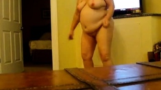 Blonde American Granny Strips And Masturbates