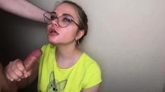 Blonde Teen's Rough Blowjob with a Facial Ending
