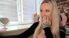 Hot blonde with big boobs solo