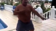 Fat Latin Daddy Strips Outdoors With His Bear