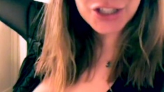 Brunette with big boobs teasing on webcam