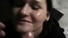 Horny Brunette Licks Hard Cock At Home