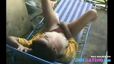 sexy masturbating on terrace