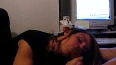 Homemade amateur riding cock cumshot swallow in lingerie